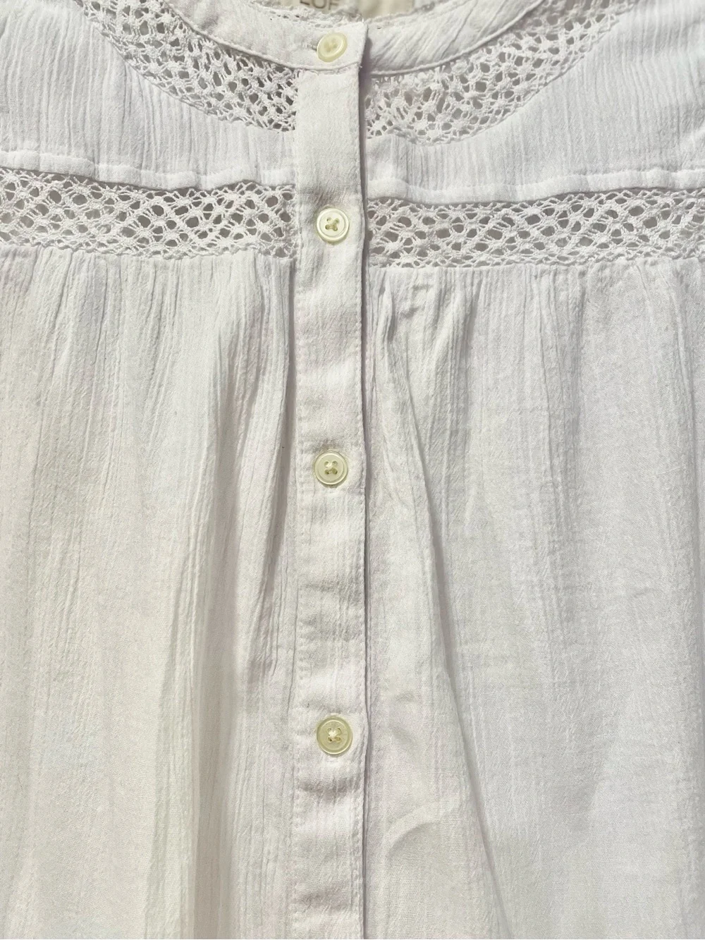 LOFT White 100% Cotton Sleeveless Button Front Top Summer Boho Cottagecore Sz S - Picture 4 of 7